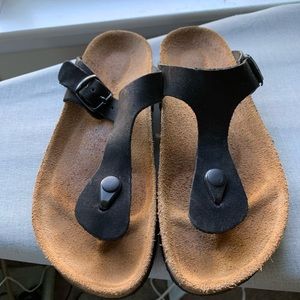 Black suede sandals